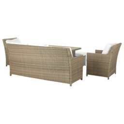 Beliani Garden Lounge Set With Table And Ottoman 5 Seater Fonti With Cushions Pe Rattan Brown - thumbnail 6