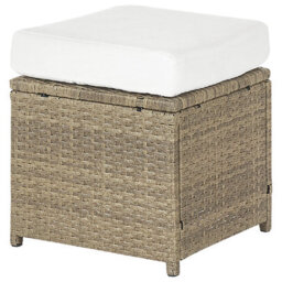 Beliani Garden Lounge Set With Table And Ottoman 5 Seater Fonti With Cushions Pe Rattan Brown - thumbnail 9