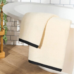 Ohs 4 X Border Trim Premium Cotton Hand Towel Soft Absorbent - Cream - thumbnail 2