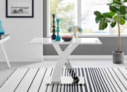 Furniturebox Uk Atlanta White High Gloss And Chrome Metal Rectangle Dining Table And 4 White Willow Dining Chairs Set - thumbnail 2