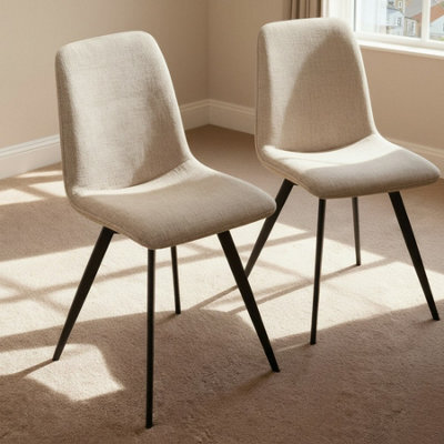 Home Source Ashford Pair Of Modern Beige Fabric Dining Chairs - image 1