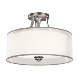 Luminosa Lighting Elstead Lacey 3 Light Semi-Flush Mount, Antique Pewter, E27