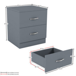 Lassic Vida Designs Riano 4 Piece Bedroom Set (2 Drawer Bedside Chest, 5 Drawer Chest, 2 Door Wardrobe) Grey (5) - thumbnail 9
