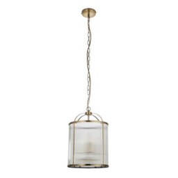 Luminosa Lighting Luminosa Lambeth Ribbed Glass 4 Light Ceiling Pendant Antique Brass - thumbnail 8