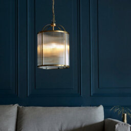 Luminosa Lighting Luminosa Lambeth Ribbed Glass 4 Light Ceiling Pendant Antique Brass - thumbnail 3