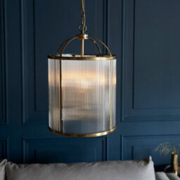 Luminosa Lighting Luminosa Lambeth Ribbed Glass 4 Light Ceiling Pendant Antique Brass - thumbnail 2