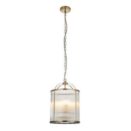 Luminosa Lighting Luminosa Lambeth Ribbed Glass 4 Light Ceiling Pendant Antique Brass - thumbnail 6