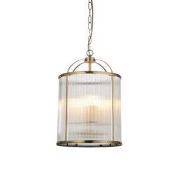 Luminosa Lighting Luminosa Lambeth Ribbed Glass 4 Light Ceiling Pendant Antique Brass - thumbnail 1