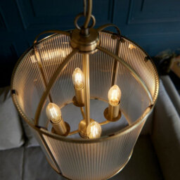 Luminosa Lighting Luminosa Lambeth Ribbed Glass 4 Light Ceiling Pendant Antique Brass - thumbnail 5