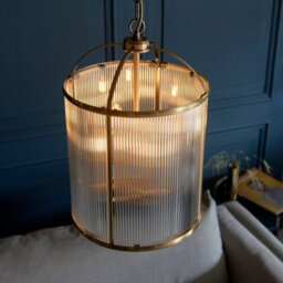 Luminosa Lighting Luminosa Lambeth Ribbed Glass 4 Light Ceiling Pendant Antique Brass - thumbnail 4