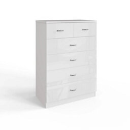 Tall 6 Drawer Bedroom Chest White Gloss Front Matt Frame - thumbnail 3
