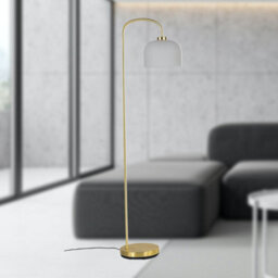 First Choice Lighting Victoria - Satin Brass Floor Lamp With Frosted Glass Shade - thumbnail 8