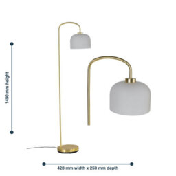 First Choice Lighting Victoria - Satin Brass Floor Lamp With Frosted Glass Shade - thumbnail 9