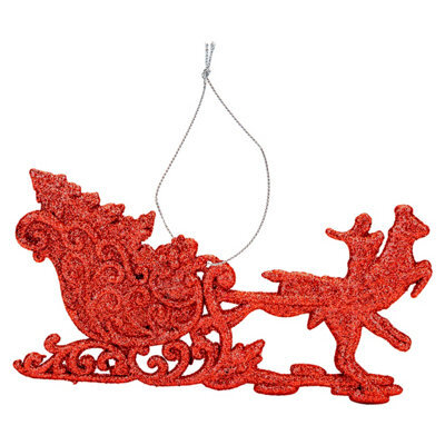 Christmas Tree Decoration Hanging Reindeer And Sleigh Red - image 1