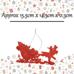 Christmas Tree Decoration Hanging Reindeer And Sleigh Red - thumbnail 2