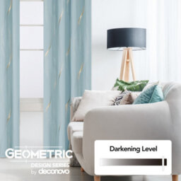 Deconovo Blackout Eyelet Curtains Thermal Insulated Gold Wave Line Foil Printed Curtains For Kids 55X90 Inch Light Blue 2 Panels - thumbnail 3