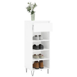 Walplus Shoe Cabinet High Gloss White 40X36X105 Cm Engineered Wood - thumbnail 4