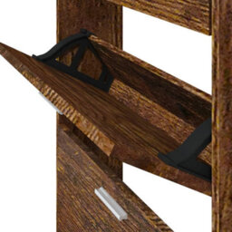 Walplus Shoe Cabinet Smoked Oak 59X17X150 Cm Engineered Wood - thumbnail 8