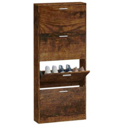 Walplus Shoe Cabinet Smoked Oak 59X17X150 Cm Engineered Wood - thumbnail 4