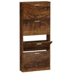 Walplus Shoe Cabinet Smoked Oak 59X17X150 Cm Engineered Wood - thumbnail 2