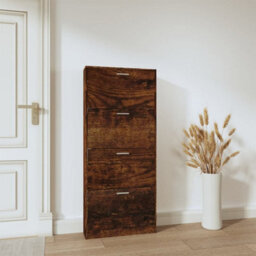 Walplus Shoe Cabinet Smoked Oak 59X17X150 Cm Engineered Wood - thumbnail 3