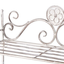 Beliani Heritage Home Distressed White Iron Wall Shelf With 5 Hooks, 42 X 47 Cm - thumbnail 4