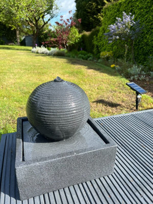 All Pond Solutions Globe On Plate Box Water Feature With Led Lights - Solar Panel 37X37X37 - image 1