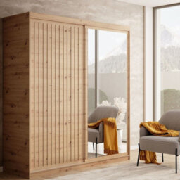 Delia 180 Sliding Wardrobe With Mirror And Slats Artisan - thumbnail 2