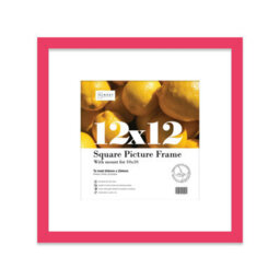 "12X12"" Bright Pink Picture Frame - 12X12"" Square Frame With 10X10"" Mount For 12X12""/10X10"" Pictures Moderrn Thin Edge, 1 Pack" - thumbnail 1