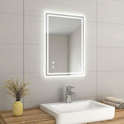 Emke Shaver Bathroom Mirror With Bluetooth, Backlit Led Illuminated Bathroom Mirror With Fuse & Demister, 500X700mm - image 1