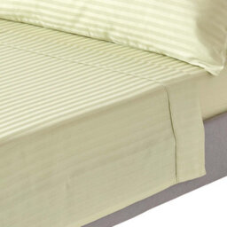 Homescapes Sage Green Egyptian Cotton Satin Stripe Flat Sheet 330 Tc, King