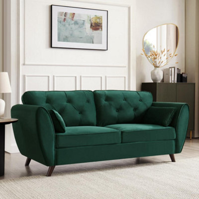 Home Detail Mona 3 Seater Sofa, Green Velvet - image 1