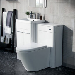 Nes Home Afern 500mm Vanity Unit, Wc Unit And Round Btw Toilet Gloss White - thumbnail 2