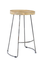 Elm Home And Garden Solid Hard Wood Gun Metal Grey Breakfast Bar Kitchen Pub Café Stool Wooden H 70 X W 52 X D 36 Cm - thumbnail 1