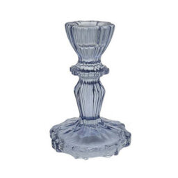 Glass Candle Holder Translucent Blue Taper Candlestick Decorative Centrepiece