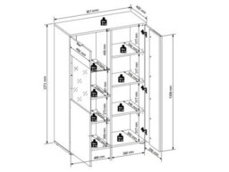 Impact Furniture Glass Display Cabinet Buffet Unit Ribbed Fluted Black And Oak With Slats Vabres - thumbnail 8