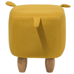 Beliani Pig-Shaped Kids Stool Yellow Polyester Upholstery Rubberwood Legs 50X32X35Cm - thumbnail 6
