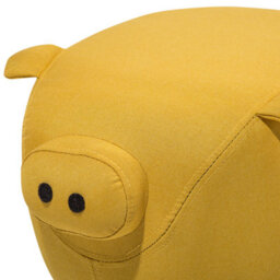 Beliani Pig-Shaped Kids Stool Yellow Polyester Upholstery Rubberwood Legs 50X32X35Cm - thumbnail 7