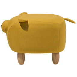 Beliani Pig-Shaped Kids Stool Yellow Polyester Upholstery Rubberwood Legs 50X32X35Cm - thumbnail 4