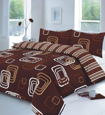 Homes & Linen Luxury Blake Geometric Duvet Cover Set With Pillowcase Reversible Stripes Bedding Set