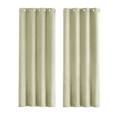 Happy Homewares Mint Green Lined Blackout Eyelet Curtains - 46 X 63 Inch Drop - Pair - image 1
