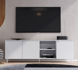 Arte Mila 5 White Tv Cabinet - 167Cm Media Unit With 3 Doors, Shelves & Metal Legs - thumbnail 3