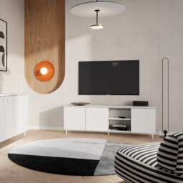 Arte Mila 5 White Tv Cabinet - 167Cm Media Unit With 3 Doors, Shelves & Metal Legs - thumbnail 4