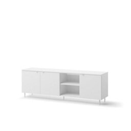 Arte Mila 5 White Tv Cabinet - 167Cm Media Unit With 3 Doors, Shelves & Metal Legs
