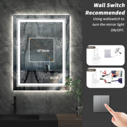 Luvodi 500X700mm Led Bathroom Mirror Front Light And Backlit Vanity Mirror Anti-Fog Wall Mounted - thumbnail 4