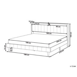 Beliani Bed With Led Fabric Beaulieu 180 X 200 Cm (Eu Super King) With Usb Port With Storage Dark Grey - thumbnail 3