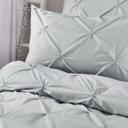 Serene Lara Luxury Silver Ruched Duvet Cover Set - thumbnail 2
