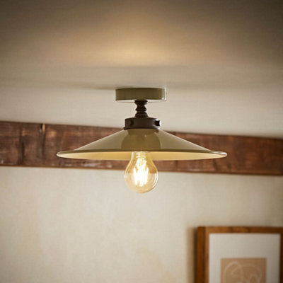 Valuelights Hampstead Green Rolled Edge Tapered Flush Ceiling Light - image 1