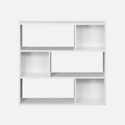 Sweeek. 3-Shelf Bookcase With 6 Compartments Pieter White 83X23X80 Cm - thumbnail 3