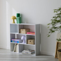 Sweeek. 3-Shelf Bookcase With 6 Compartments Pieter White 83X23X80 Cm - thumbnail 2